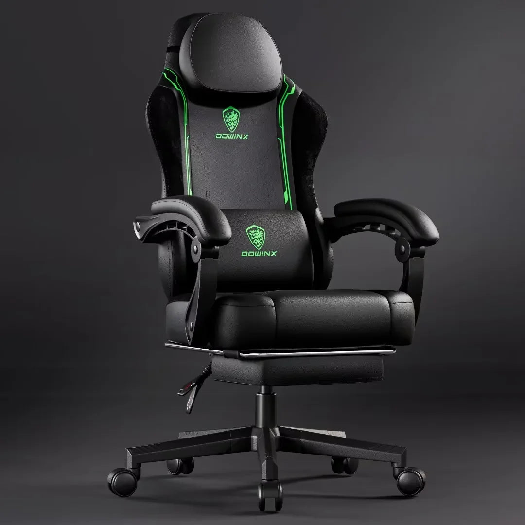 Dowinx Gaming Chair with Pocket Spring Cushion for Adults, Ergonomic Computer Chair with Footrest and Massage Lumbar Support for Office, Gaming, 300LBS, Green