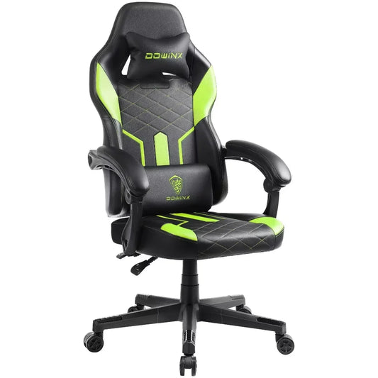 Dowinx Gaming Chair with Pocket Spring Cushion, Ergonomic Computer Chair High Back, Reclining Game Chair Pu Leather 350LBS, Green
