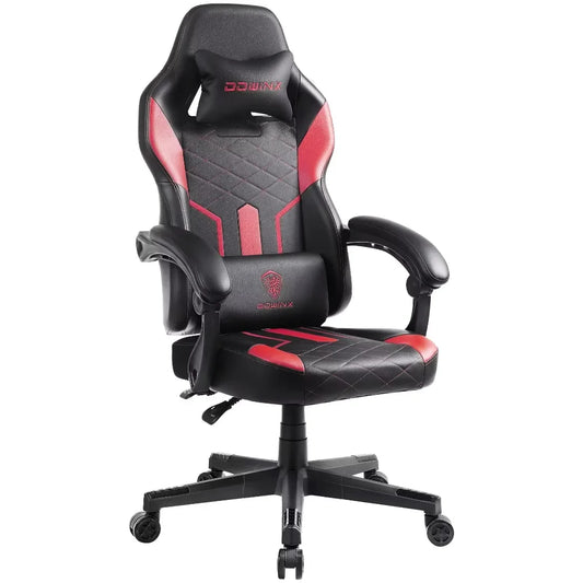 Dowinx Gaming Chair with Pocket Spring Cushion, Ergonomic Computer Chair High Back, Reclining Game Chair Pu Leather 350LBS, Red