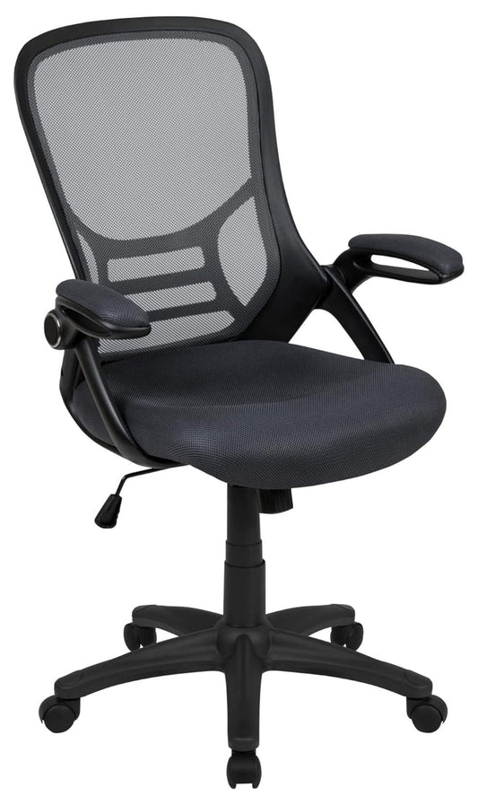 Drevy Porter High Back Mesh Ergonomic Swivel Office Chair with Lumbar Support, -Up Arms, Tilt Lock/Tilt Tension, Height Adjustable, Dark Gray/BK Frame