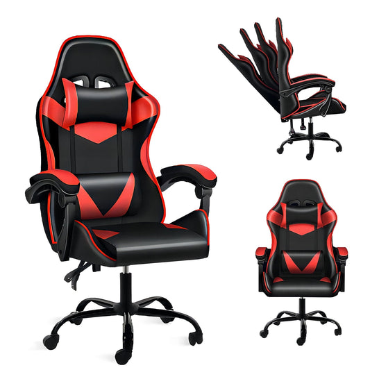 Dubbin Gaming Chair Office Chair High Back Computer Chair PU Leather Chair, Red