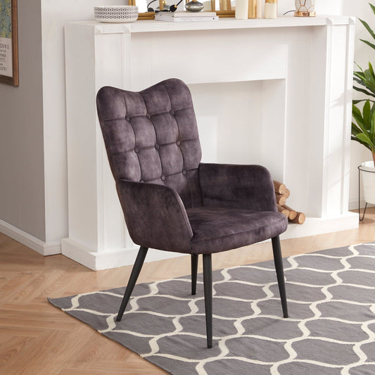 Duhome Elegant Lifestyle Modern Accent Chair with Arms, Velvet Upholstered Wingback Chair Tall Back Side Chair, Black