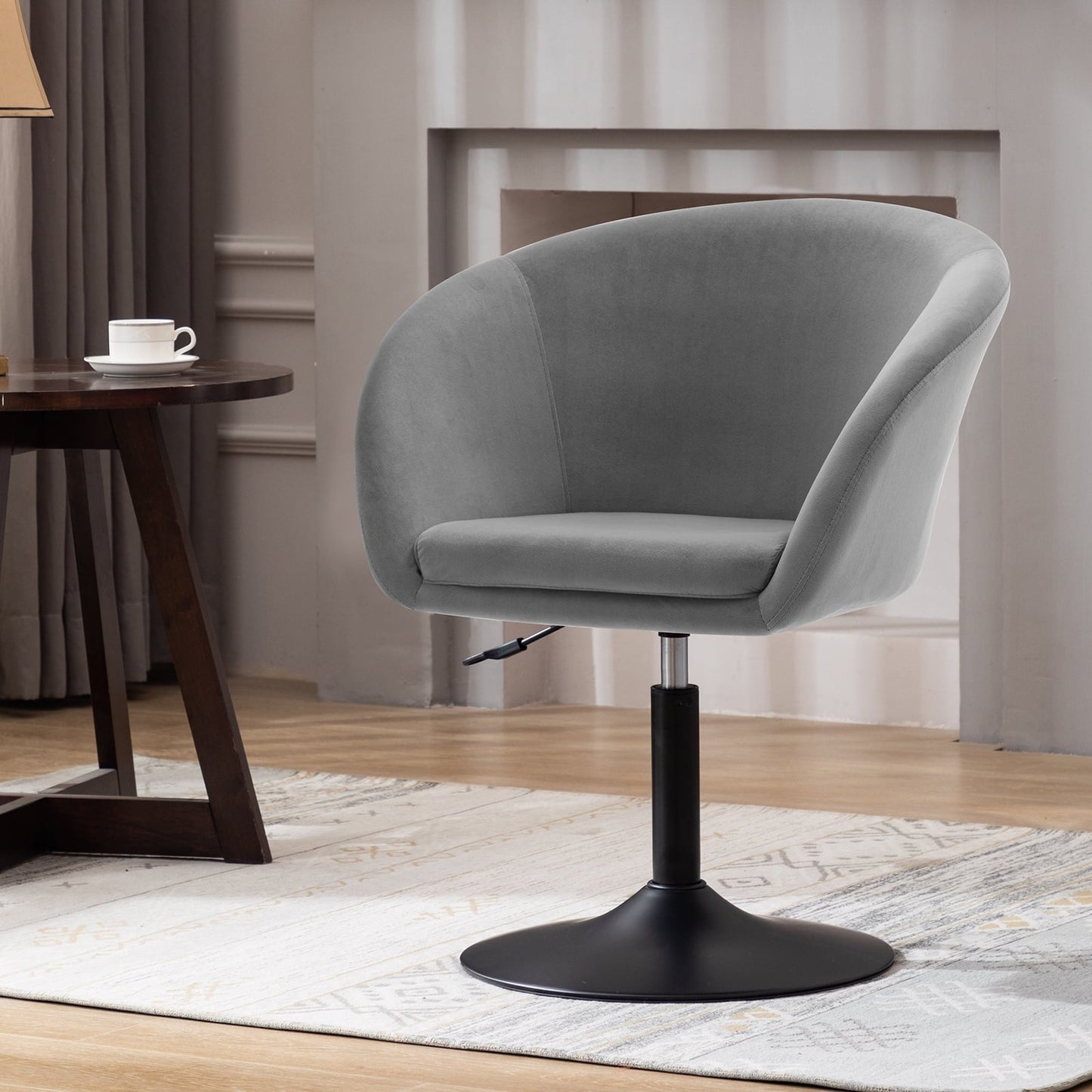 Duhome Swivel Accent Chair, Velvet Vanity Makeup Chair Adjustable Desk Chair for Living Room Bedroom Home Office, Gray