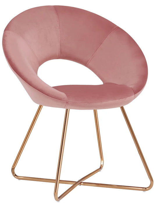 Duhome Velvet Accent Chair with Gold Metal Legs for Living Room Modern Makeup Vanity Chair Glam Desk Chair for Bedroom Furry Pink