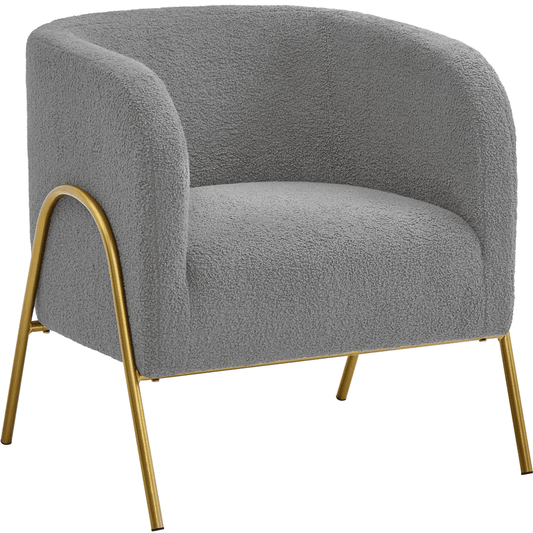 Easyfashion Contemporary Boucle Barrel Accent Chair,Gray