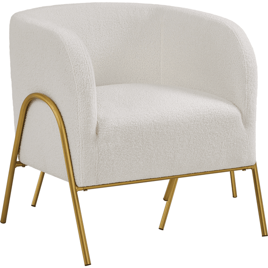 Easyfashion Contemporary Boucle Barrel Accent Chair, Ivory