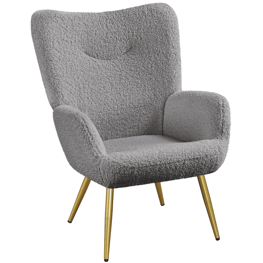 Easyfashion Modern Boucle Fabric Accent Chair, Gray