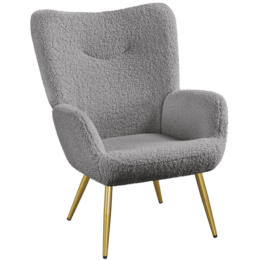 Easyfashion Modern Boucle Fabric Accent Chair, Gray