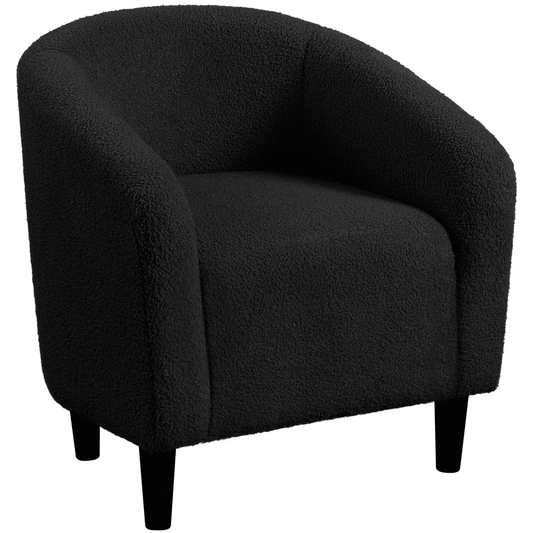 Easyfashion Upholstered Barrel Accent Chair, Black