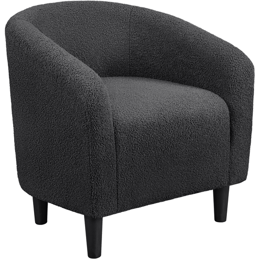 Easyfashion Upholstered Barrel Accent Chair, Dark Gray