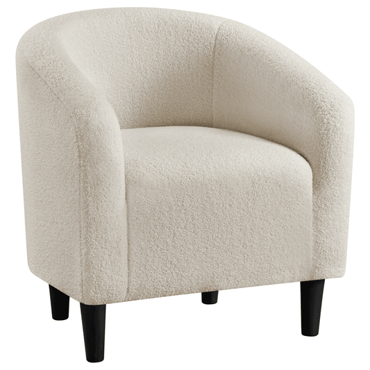 Easyfashion Upholstered Barrel Accent Chair, Ivory