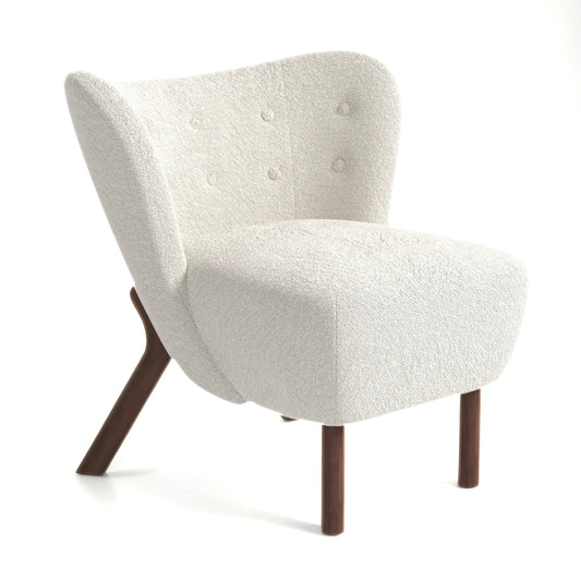 Ebello 34' Wide Adult Modern Teddy Solid Color Tufted Wingback Chair with Solid Wood Leg, Beige