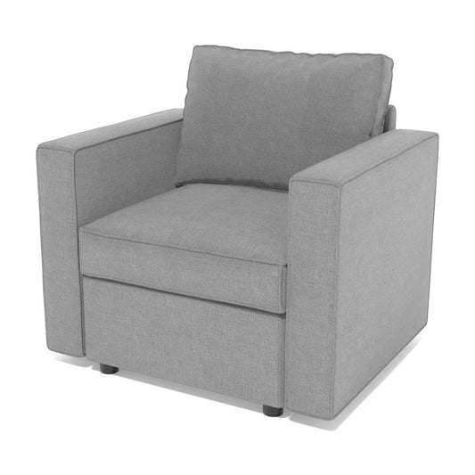 Ebello 35' Wide Adult Under-Seat Storage 2-Pieces Modern Scandinavian Urban Contemporary Fabric Upholstered Modular Chair and a Half, Pillow Back Charcoal Light Gray