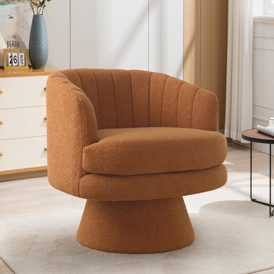 Ebello 360 Degree Swivel Cushion Bucket Chair Velvet Fabric Lounge Chair, Living Room Bedroom Office