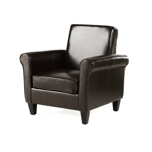 Ector Bonded Leather Club Chair, Brown