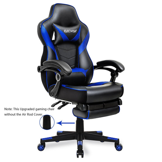 Elecwish Adjustable & Lumbar Support Swivel Gaming Chair, Blue