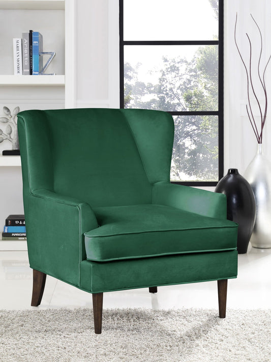 Ember Interiors Chadwick Glam Wingback Chair, Green Velvet
