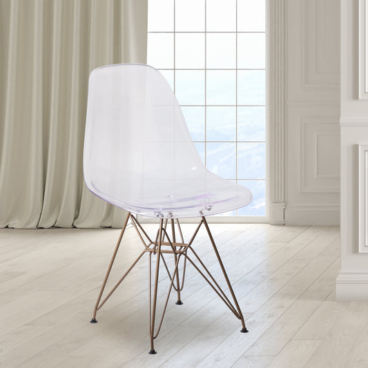 Emma + Oliver Ghost Chair with Gold Metal Base