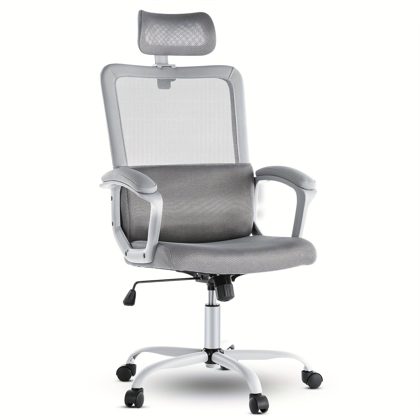 Ergonomic High-Back Mesh Office Chair With Adjustable Headrest And Lumbar Support, Soft Padded Armrests, Swivel Desk Computer Chair With Heavy-Duty Wheels For Home, Study, Gaming, Office