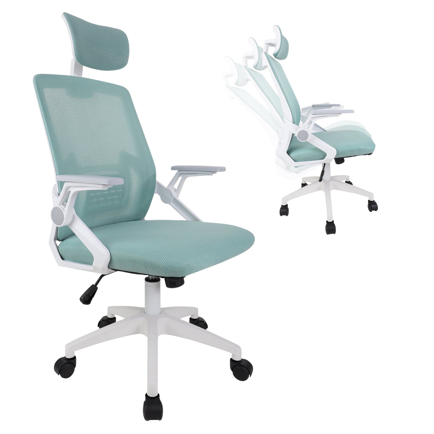 Ergonomic Office Chair, Adjustable Home Desk Chair with Lumbar Support Mesh Computer Chair, Blue
