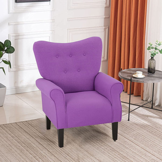 Erommy Mid-Century Accent Chair,Upholstered Fabric Armchair&nbsp;for Living Room Bedroom, Purple