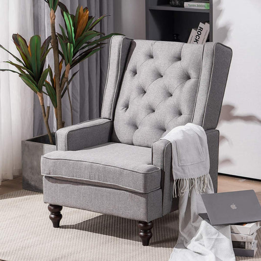 Erommy Mid Century Living Room Chair, Glider Rocking Chair with Two Sets of Legs, Fabric Accent Chair Grey