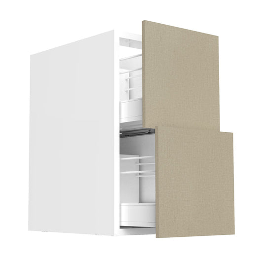 RTA - Fabric Grey - Two Drawer Base Cabinets | 15"W x 34.5"H x 24"D