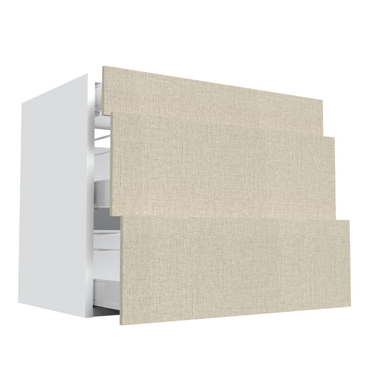 RTA - Fabric Grey - Three Drawer Base Cabinets | 36"W x 34.5"H x 24"D