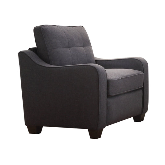 Fabric Upholstered Wooden Chair with Tapered Feet, Gray- Saltoro Sherpi