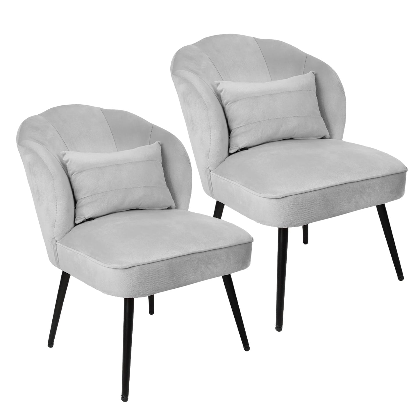 Fionafurn Velvet Side Wingback Chair Set of 2, Gray