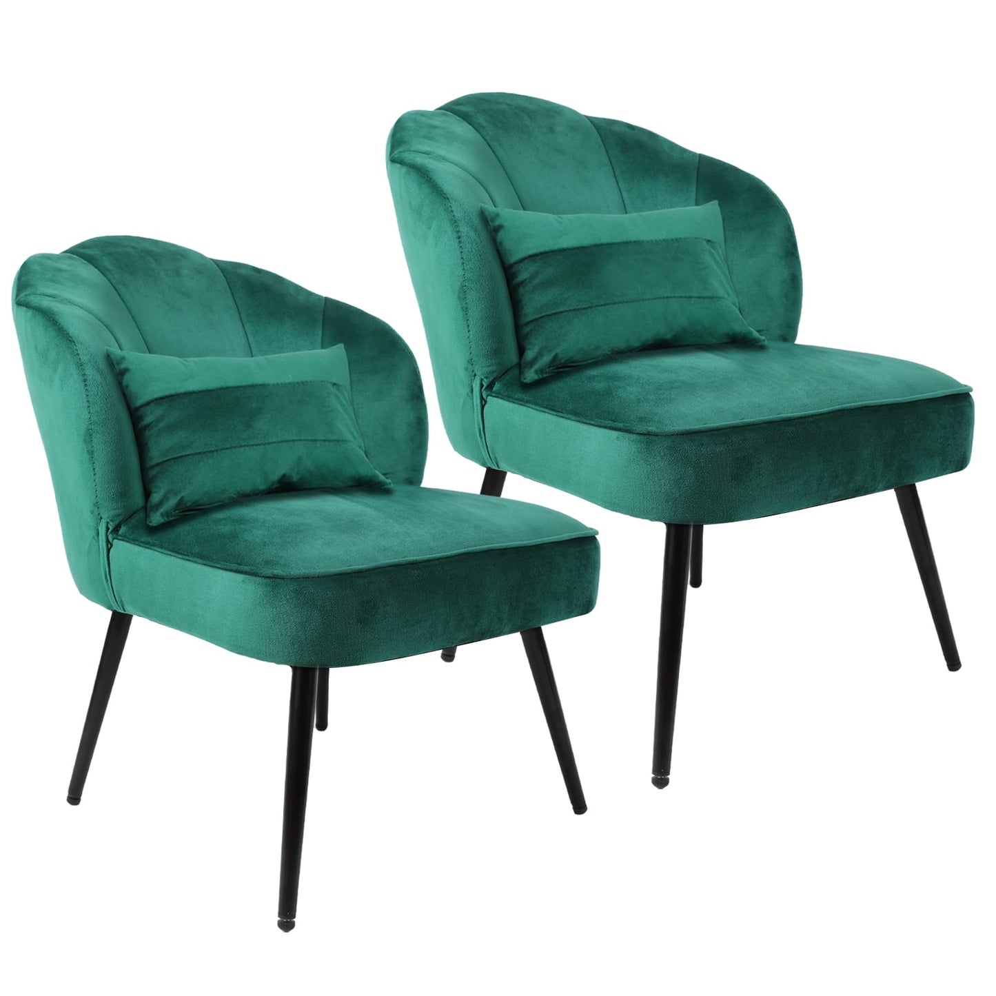 Fionafurn Velvet Side Wingback Chair Set of 2, Green