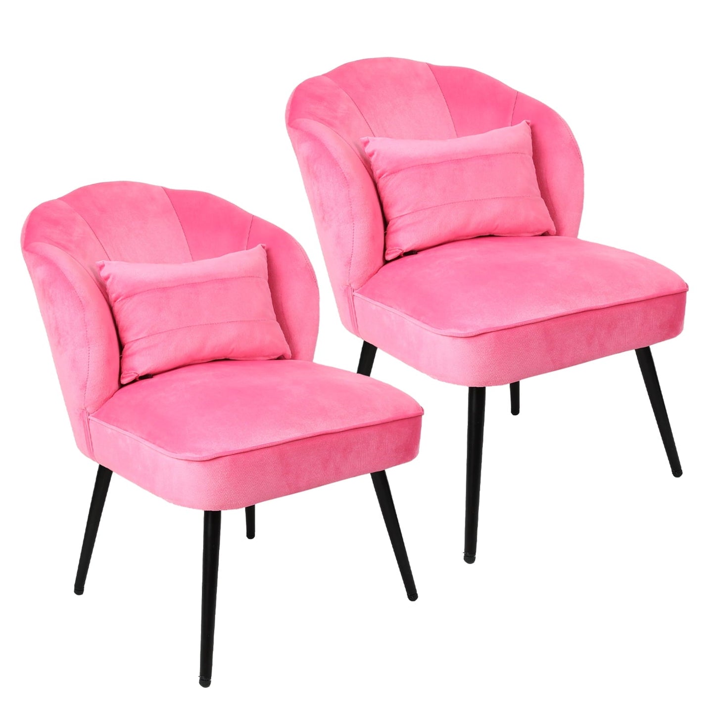 Fionafurn Velvet Side Wingback Chair Set of 2, Pink