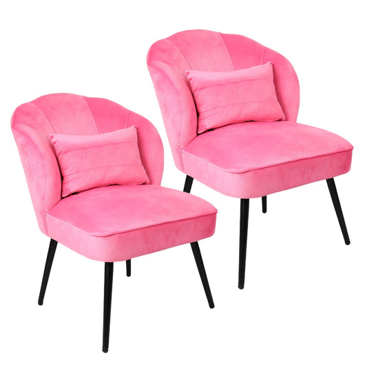 Fionafurn Velvet Side Wingback Chair Set of 2, Pink