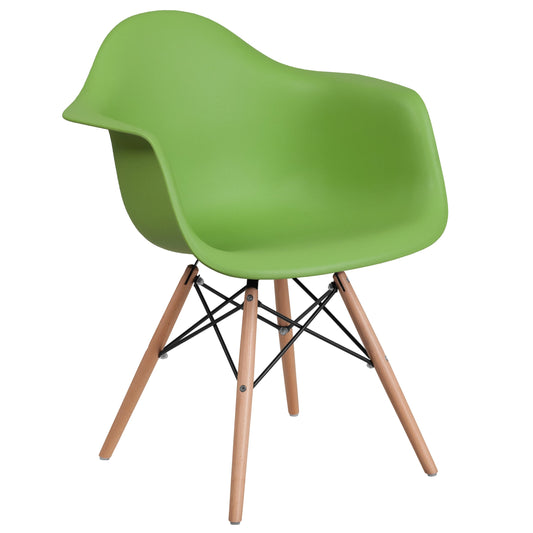 Flash Furniture Alonza Series Green Plastic Chair with Wooden Legs