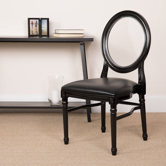 Flash Furniture HERCULES Series 900 lb. Capacity King Louis Chair with Transparent Back, Black Vinyl Seat and Black Frame