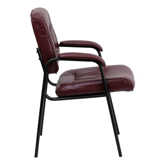 Flash Furniture LeatherSoft Executive Side Reception Lounge Chair with Titanium Gray Frame - 23.25'W x 26'D x 36'H Red Faux Leather Faux Leather,