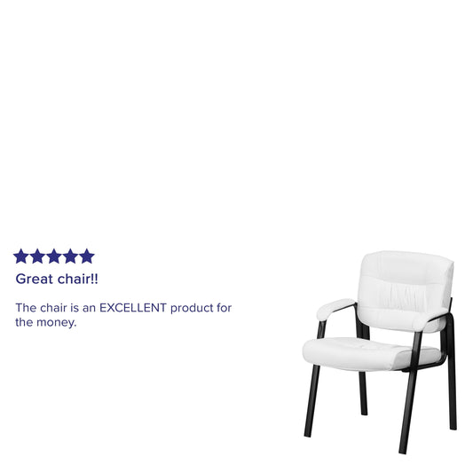 Flash Furniture LeatherSoft Executive Side Reception Lounge Chair with Titanium Gray Frame - 23.25'W x 26'D x 36'H White Faux Leather Faux Leather,