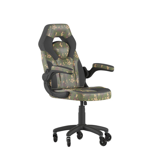 Flash Furniture X10 Faux Leather High Back Gaming Chair with Arms, 250 lb, Black/Camo