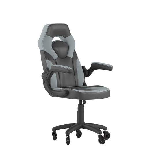 Flash Furniture X10 Faux Leather High Back Gaming Chair with Arms, 250 lb, Black/Gray