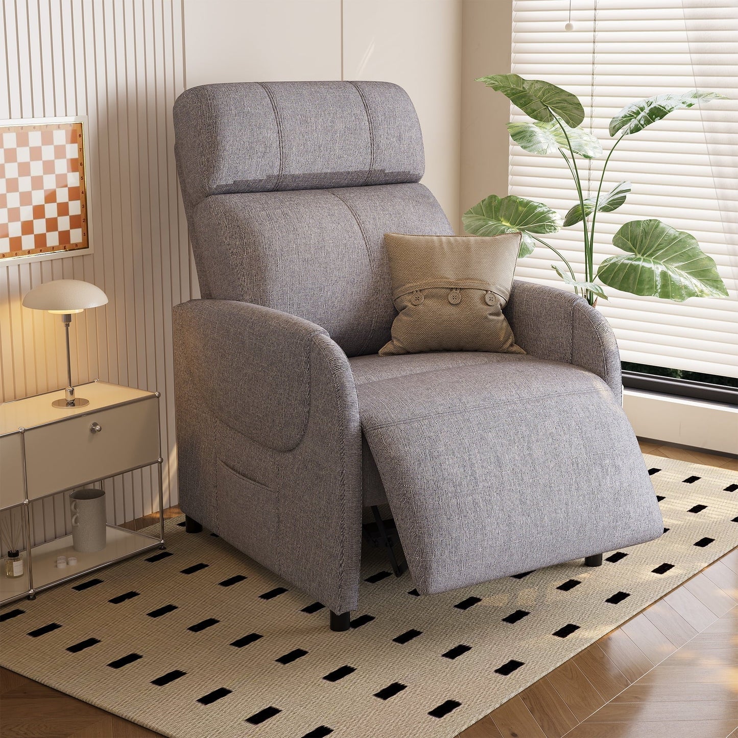 FlexiSpot Massage Push Back Recliner Chair for Living Room, Gray Single Reclining Sofa