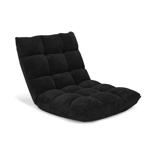 Floor Chair with Back Support, Sofa Chair Gaming Chair with 14 Adjustable Position, Couch Recliner with Avoid-Slip Pad, Black