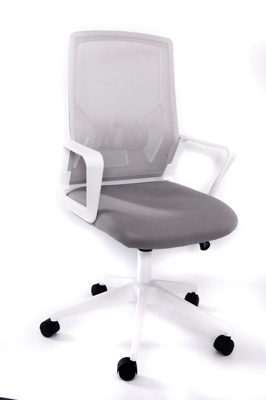 Folding Ergonomic Home Office Desk Chair - Foldable Backrest Mesh Computer Chair - Comfortable Mid Back Rolling Swivel Task Chair with Lumbar Support (Grey)