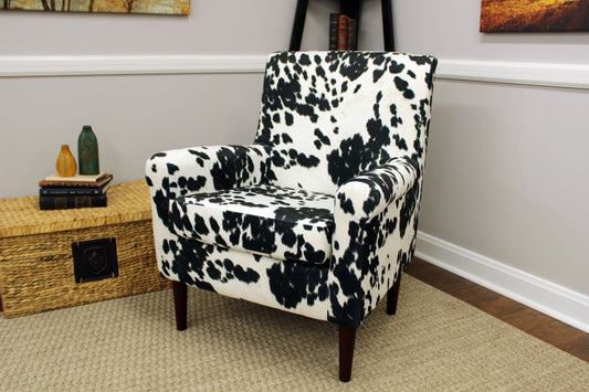 Fox Hill Ellis Rolled Arm Lounge Chair, Cowhide Black