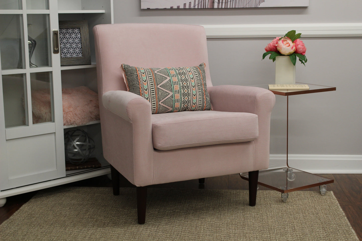 Fox Hill Ellis Rolled Arm Lounge Chair, Pink
