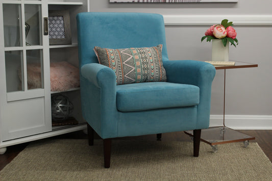 Fox Hill Ellis Rolled Arm Lounge Chair, Teal Blue