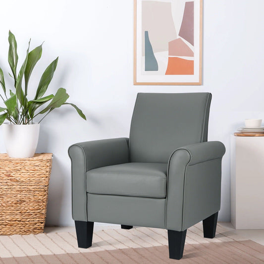 Funkeen Modern Single Sofa Faux Leather Upholstered Accent Arm Chairs for Small Space Home Living Room Apartment Dorm Office