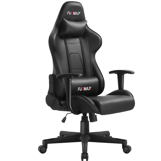 Furmax High-Back Gaming Office Chair Ergonomic Racing Style Adjustable Height Executive Computer Chair with Adjustable Headrest and Lumbar Pillow, Black