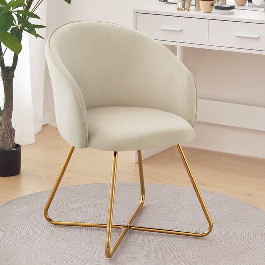 Furniliving Velvet Accent Chair Makeup Vanity Chair with Back Leisure Chair for Living Room Bedroom,Khaki