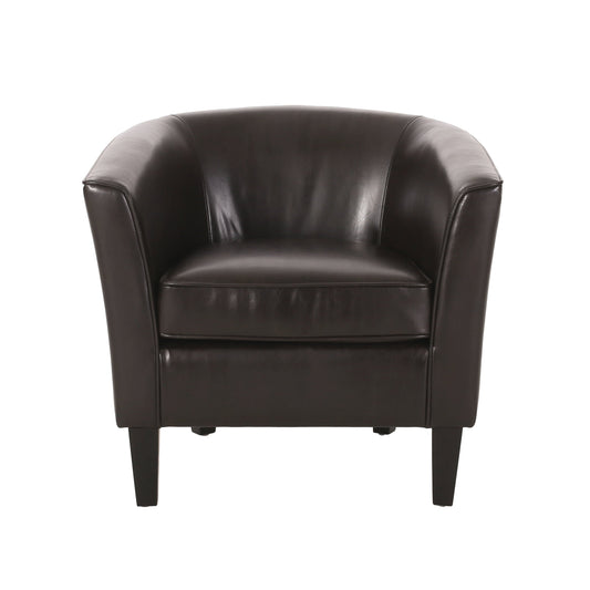 GDF Studio Arias Contemporary Bonded Leather Tub Club Chair, Brown and Dark Brown