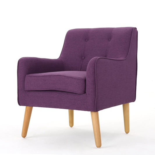 GDF Studio Boca Grande Mid Century Modern Fabric Tufted Accent Chair, Purple and Natural